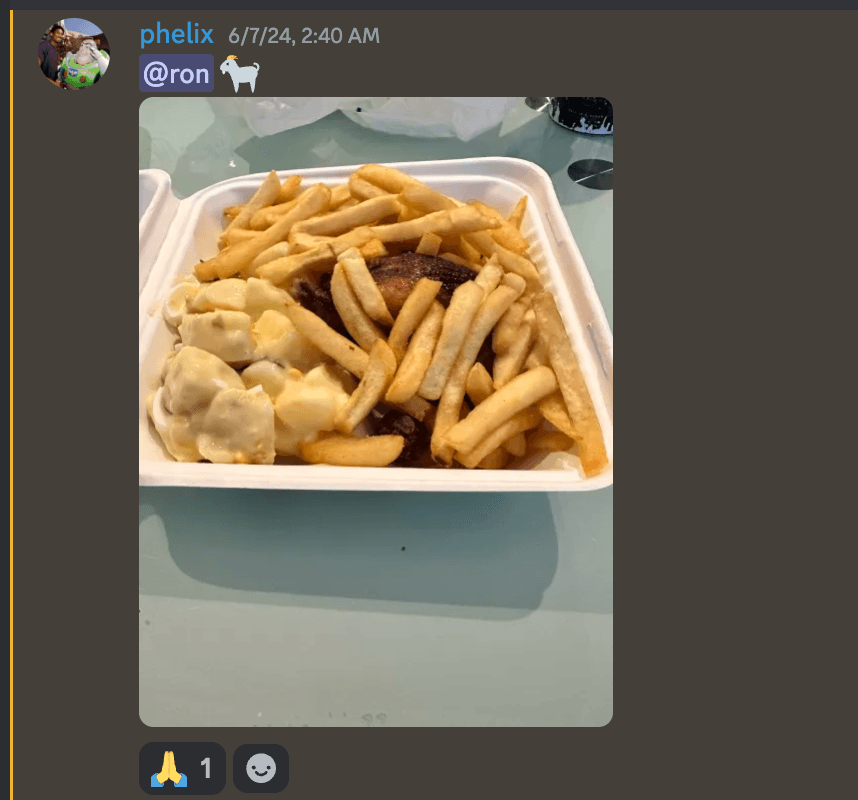 Food ordered by Crylo