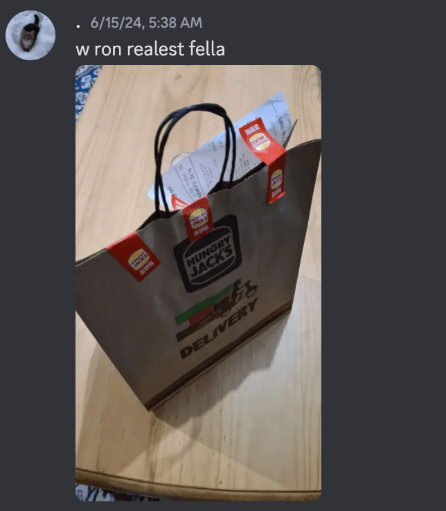 Food ordered by John